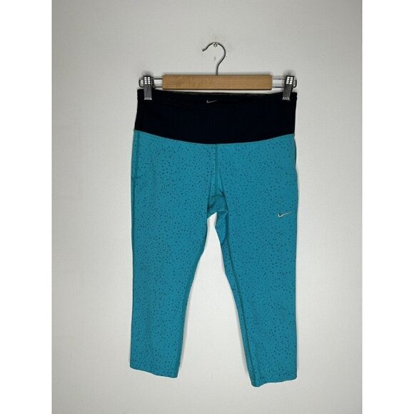 Nike Pro Dri Fit Workout Running Capri Cropped Leggings Pants Blue Size Small - Picture 2 of 10